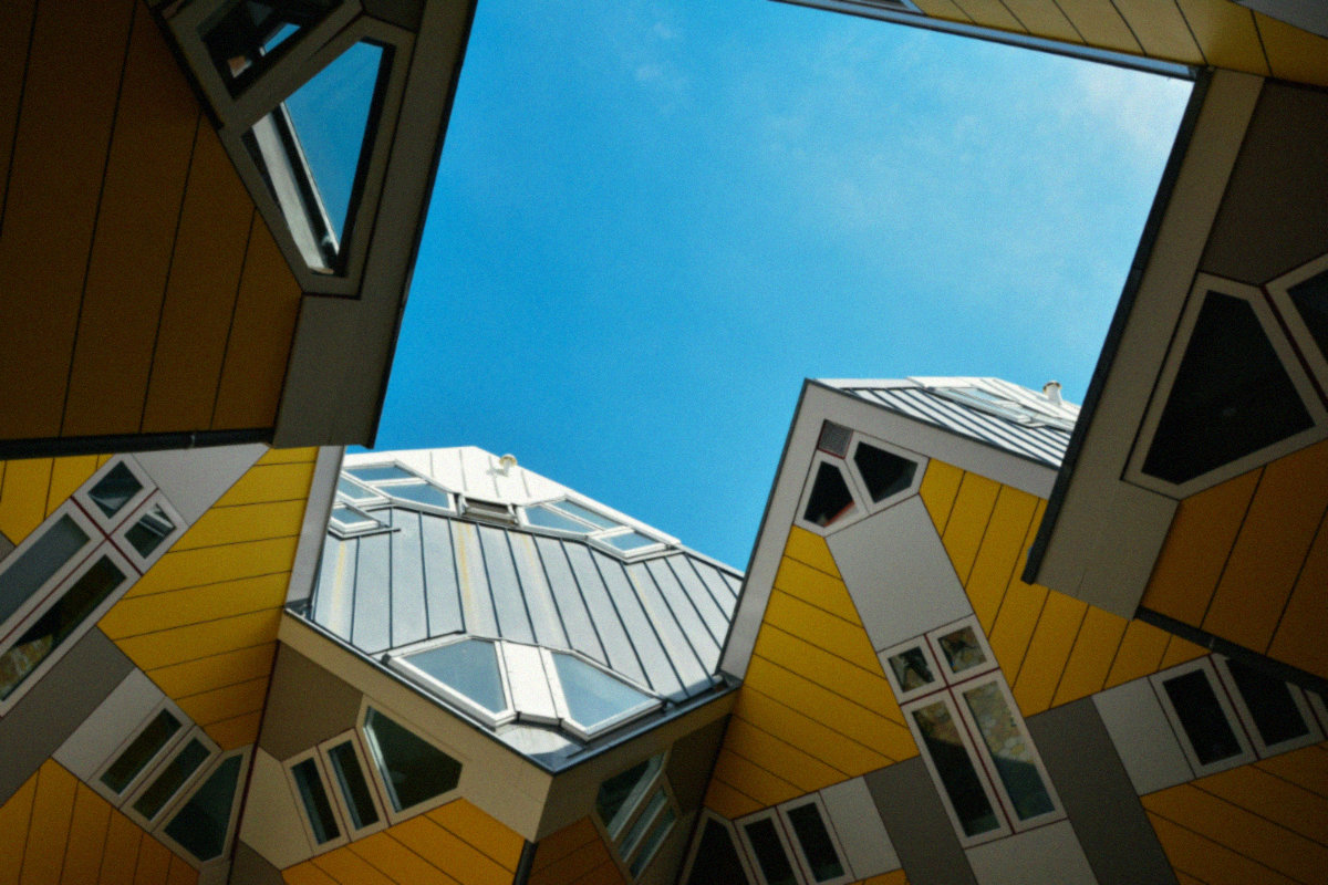 Rotterdam Markthal interior and Cube Houses